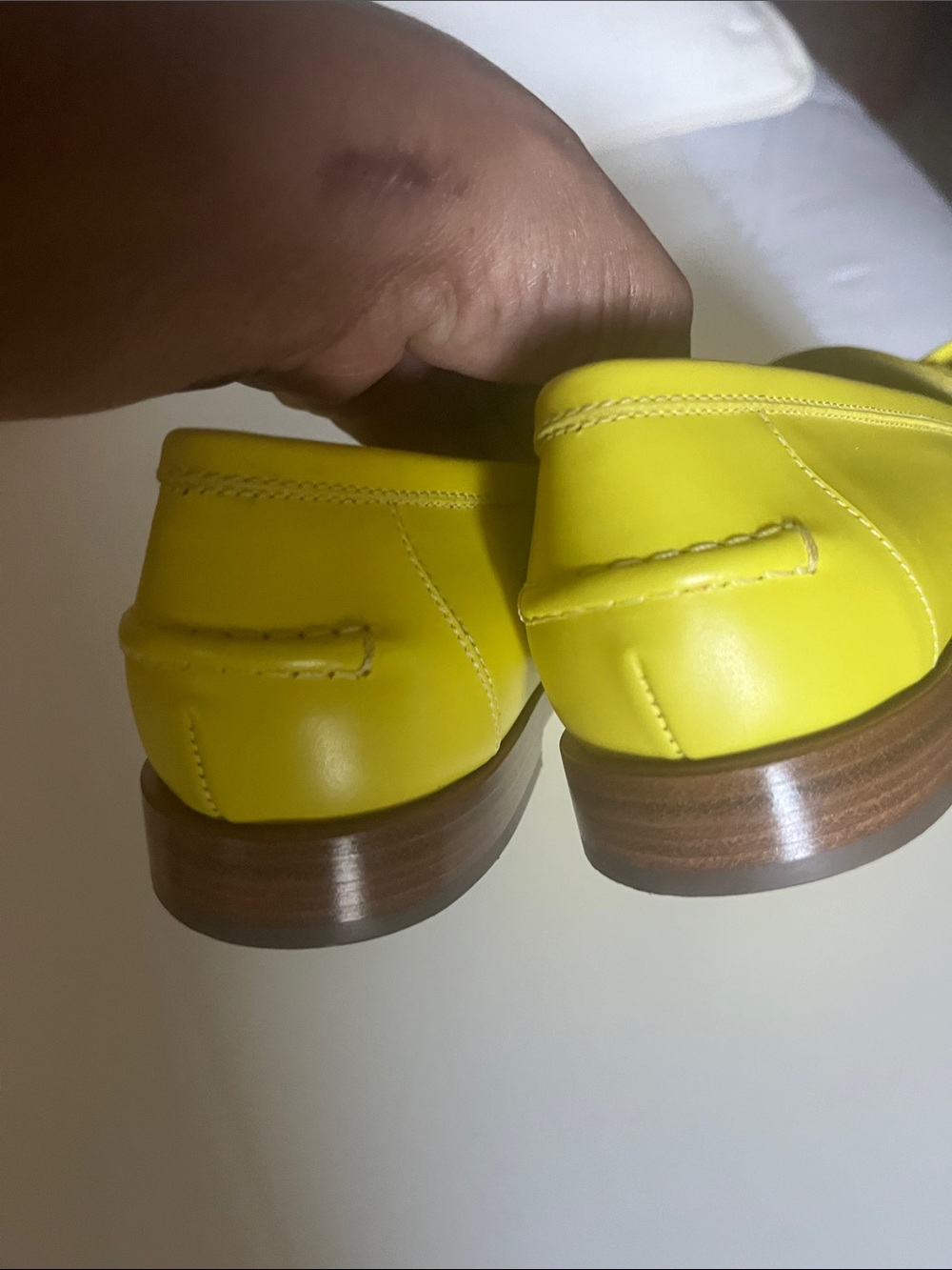 Size 8 Salvatore Ferragamo Bright Yellow Patent Leather Vara Loafers - Picture 3 of 12